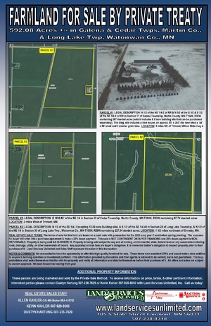 Farmland Auction in Southern Minnesota and Northern Iowa