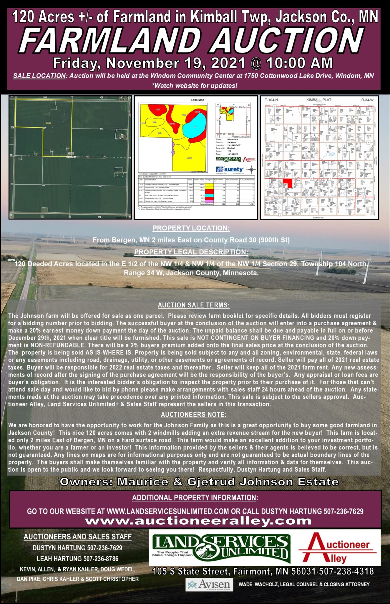 Sold! Farmland Auction in Jackson County, MN Land Services Unlimited