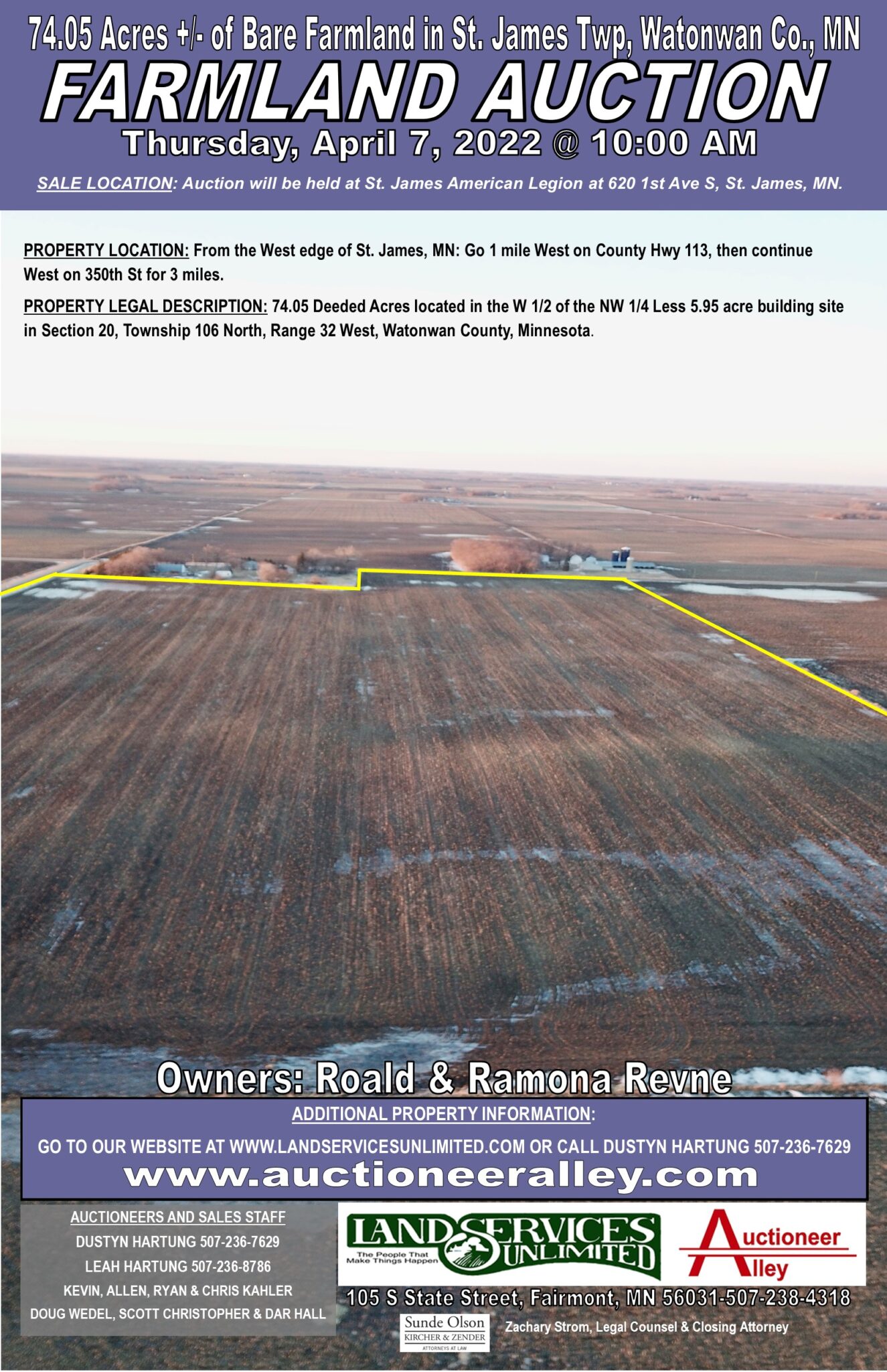 Sold! Bare Farmland Auction in Watonwan County, MN Land Services