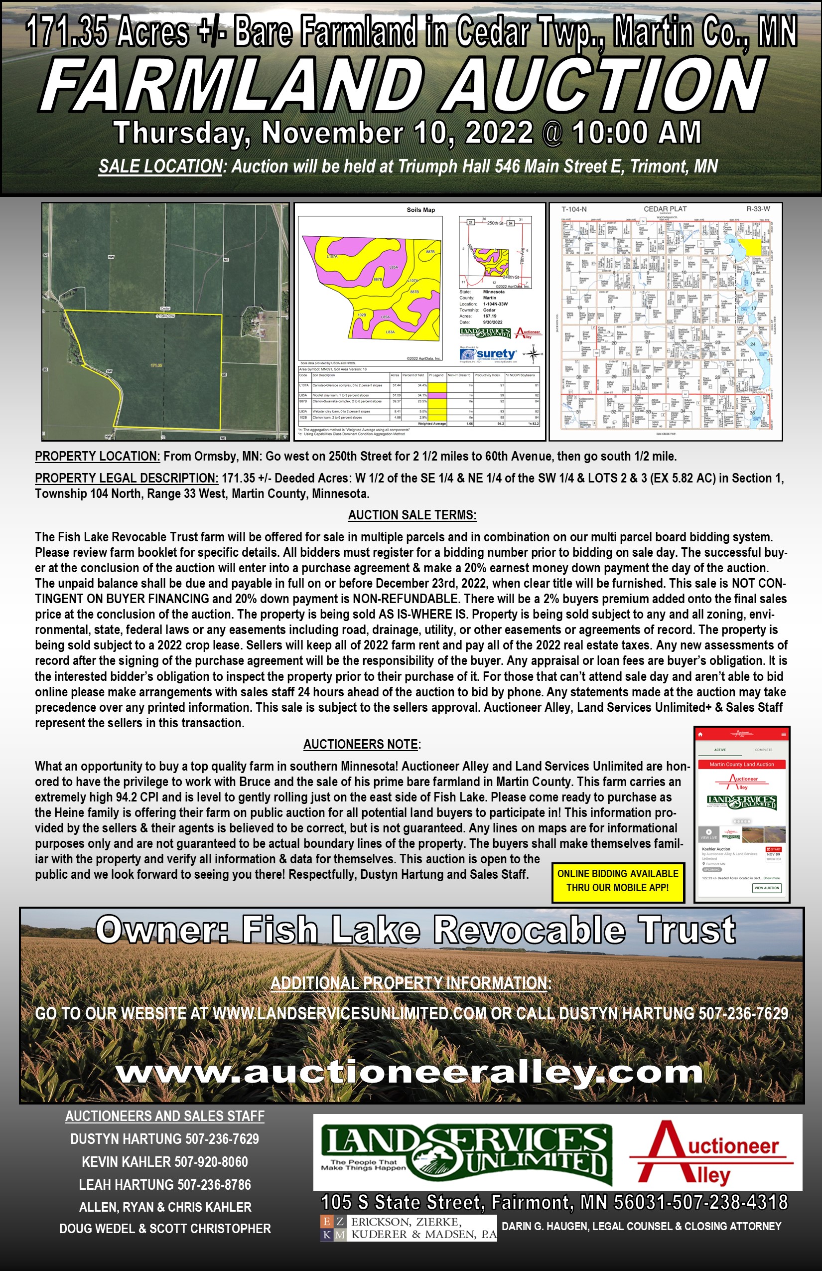 NEW! Bare Farmland Auction in Martin Co., MN! Land Services Unlimited